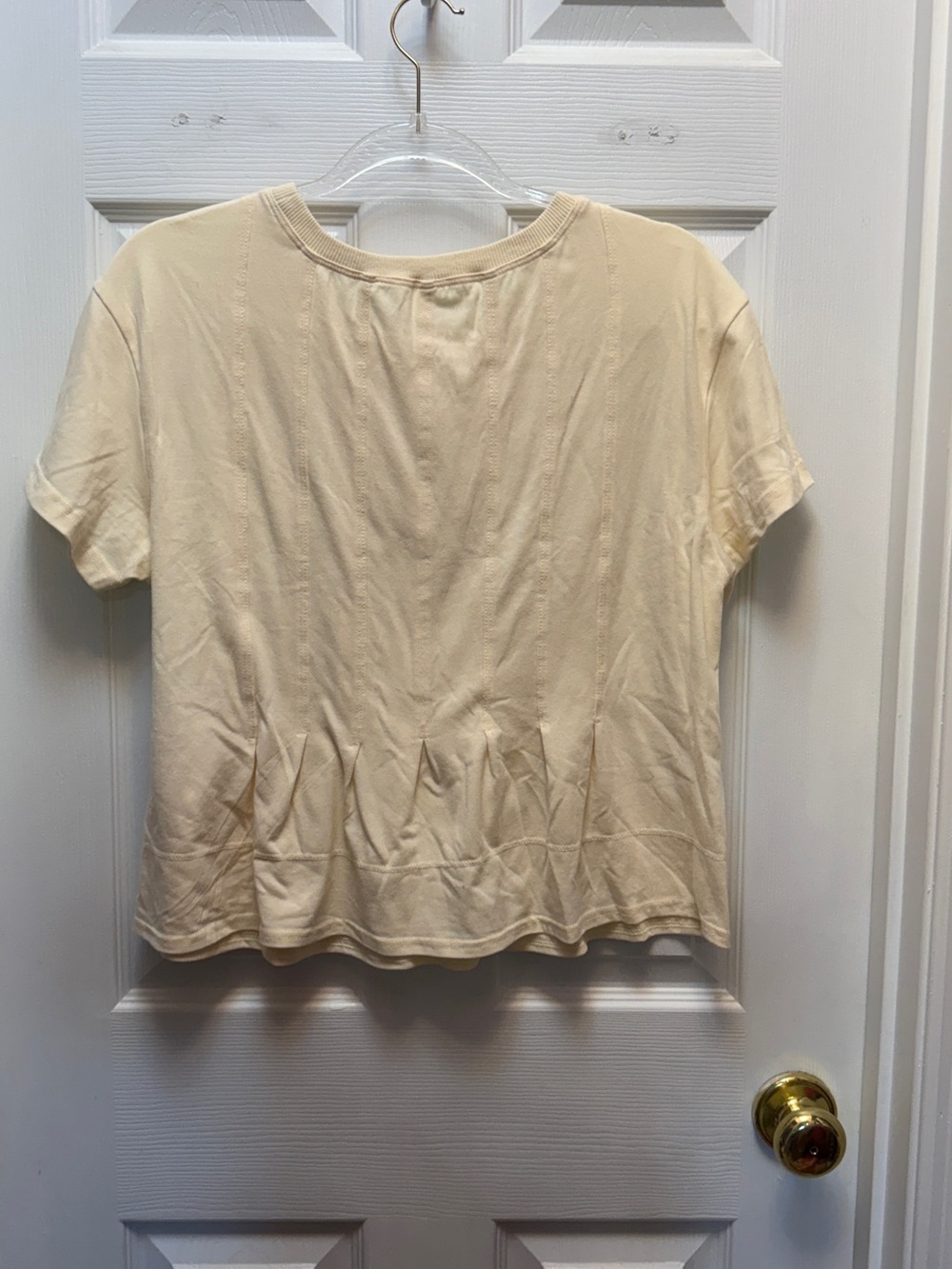 Women's Short Sleeve Crewneck Top - Cream